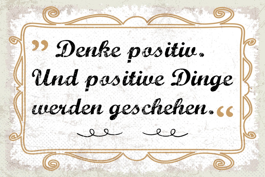 [LA-1809235-H] Holzschild 20x30 cm Denk positiv und positive Dinge werden geschehen