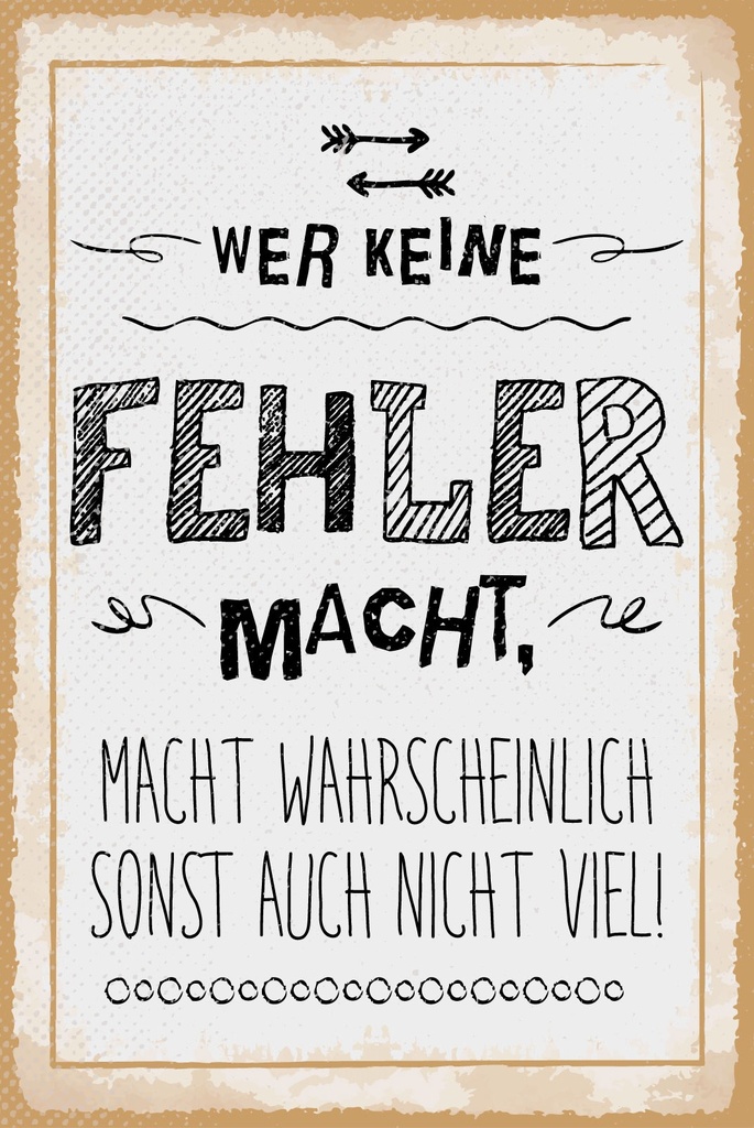 [LA-1809289-H] Holzschild 30x20 cm Wer keine Fehler macht, macht sonst auch nicht viel