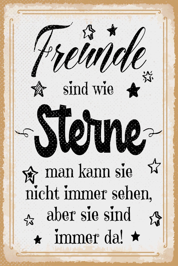 [LA-1809293-H] Holzschild 30x20 cm Freunde sind wie Sterne sie sind immer da