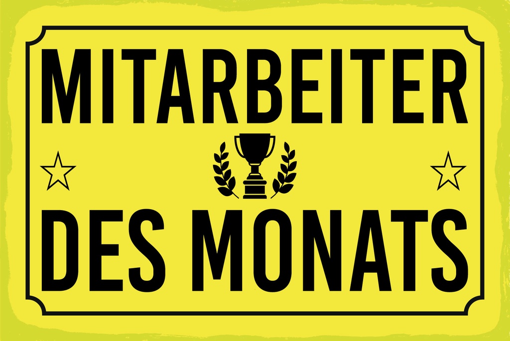 [LA-1809328-H] Holzschild 20x30 cm Mitarbeiter des Monats gelbes