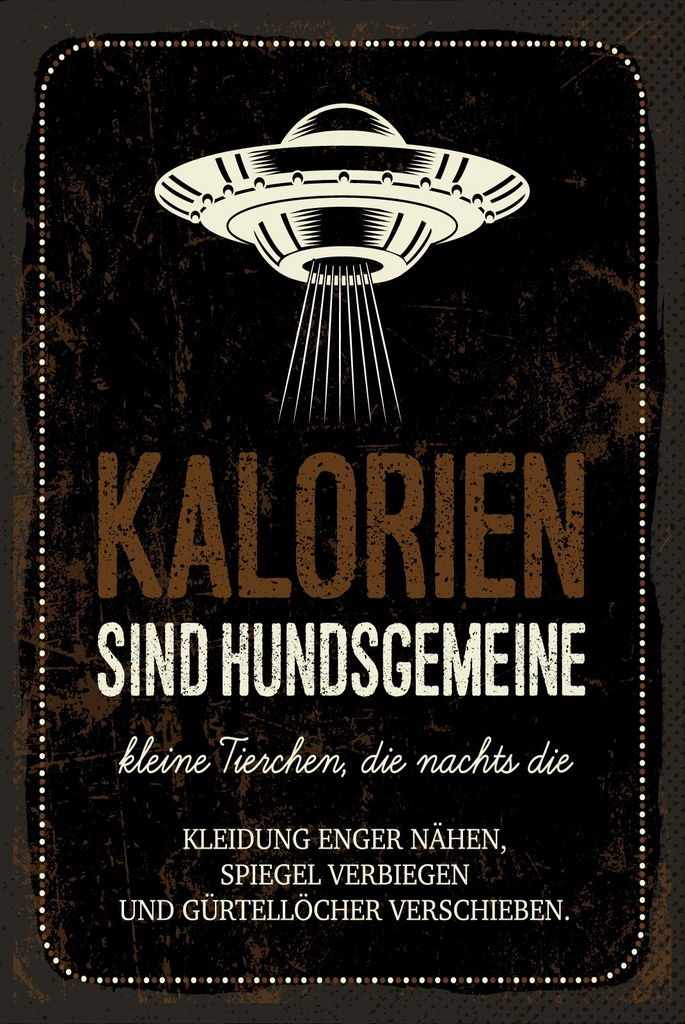 [LA-1809329-H] Holzschild 30x20 cm Kalorien sind hundsgemeine kleine Tierchen
