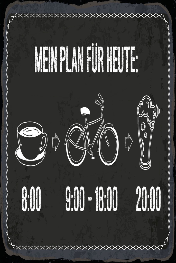 [LA-1809340-H] Holzschild 30x20 cm Mein Plan für Heute Kaffee Fahrrad fahren Bier Deko