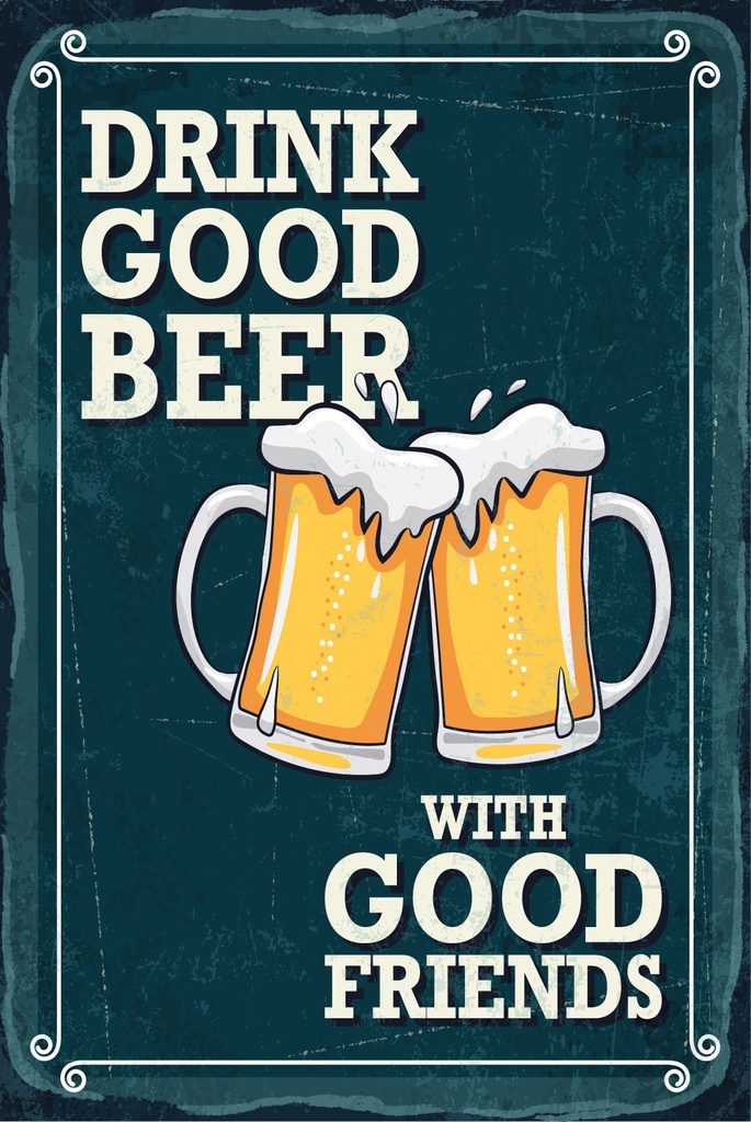[LA-1809350-H] Holzschild 30x20 cm Drink good Beer with good friends
