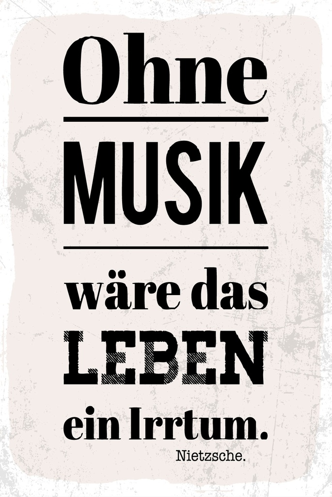 [LA-1809356-H] Holzschild 30x20 cm Zitat Ohne Musik wäre das Leben ein Irrtum Nietzsche