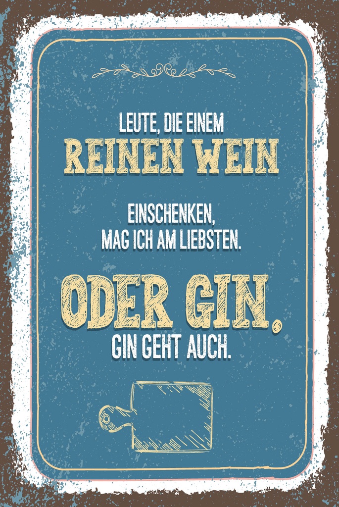 [LA-1809382-H] Holzschild 30x20 cm Leute die einem reinen Wein einschenken