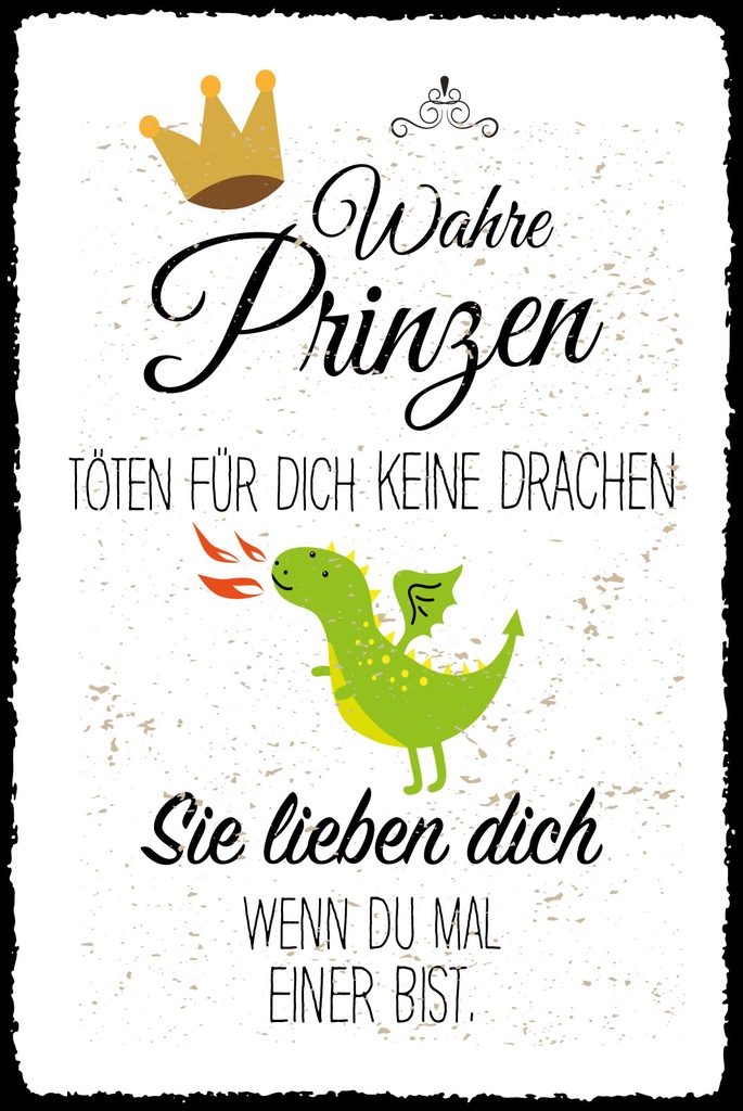 [LA-1809417-H] Holzschild 30x20 cm Wahre Prinzen töten keine Drachen