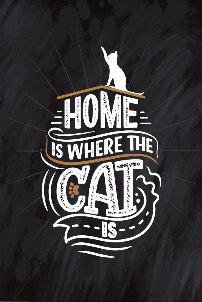 [LA-1809427-H] Holzschild 30x20 cm Home is where the cat is