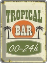 Blechschild 40x30 cm Tiki Bar 00 - 24 h Warnschild Hinweisschild Sicherheit Vorsicht