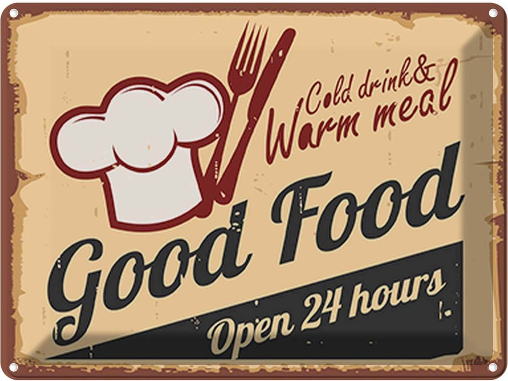 [LA-118658] Blechschild 30x40 cm Cold drinks and warm meal Essen Trinken