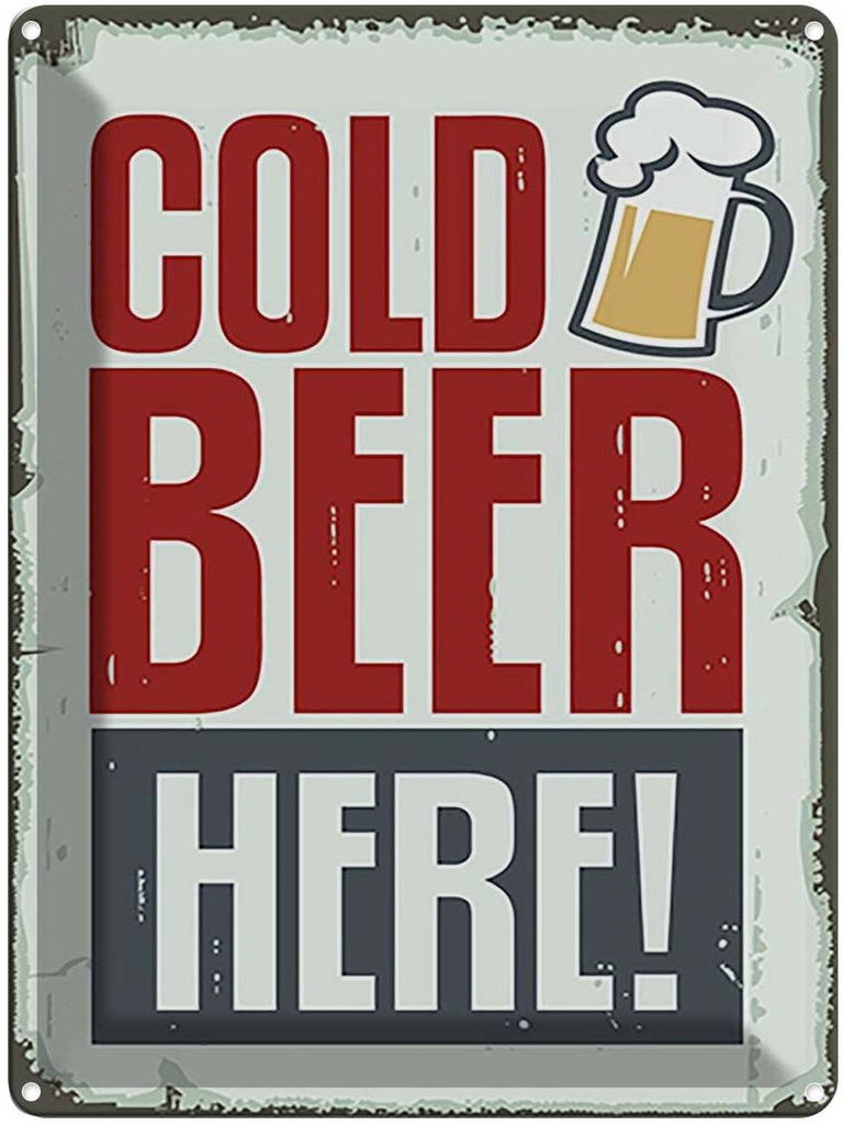 [LA-118660] Blechschild 40x30 cm Cold beer here Bier Essen Trinken