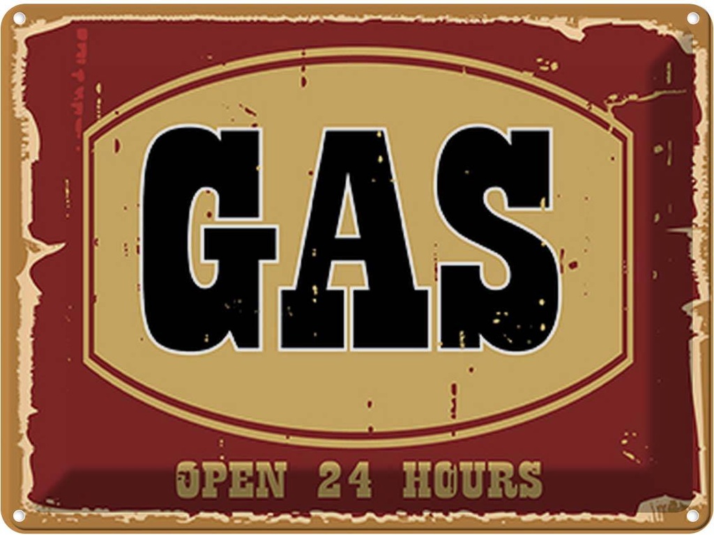 [LA-118664] Blechschild 30x40 cm GAS open 24 hours Warnschild Hinweisschild Sicherheit Vorsicht