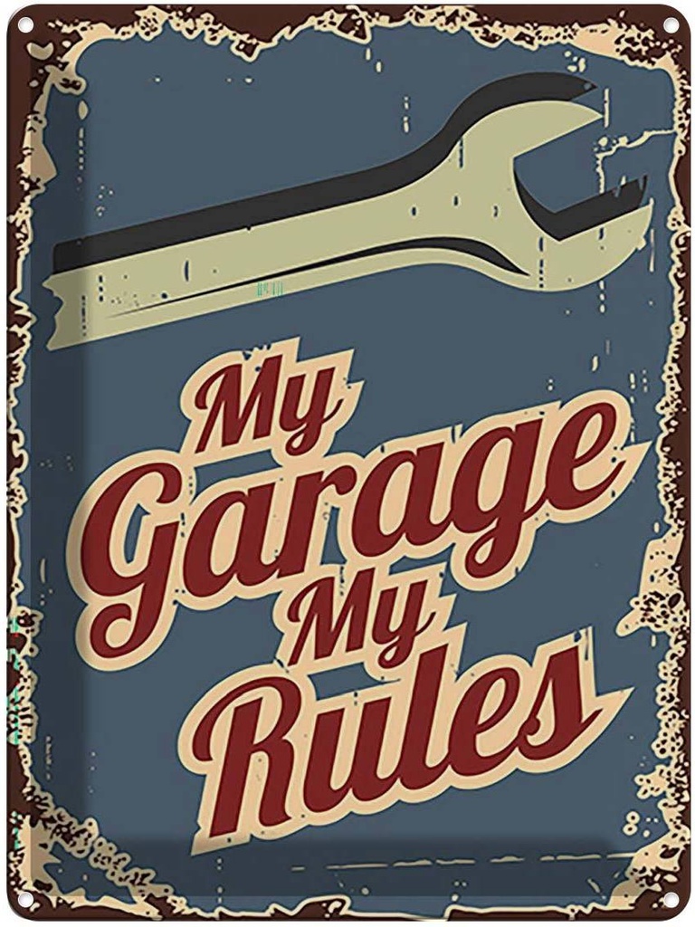[LA-118665] Blechschild 40x30 cm My garage rules Dekoration