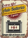 Blechschild 40x30 cm Extra Life Auto Batteries Garage Werkstatt