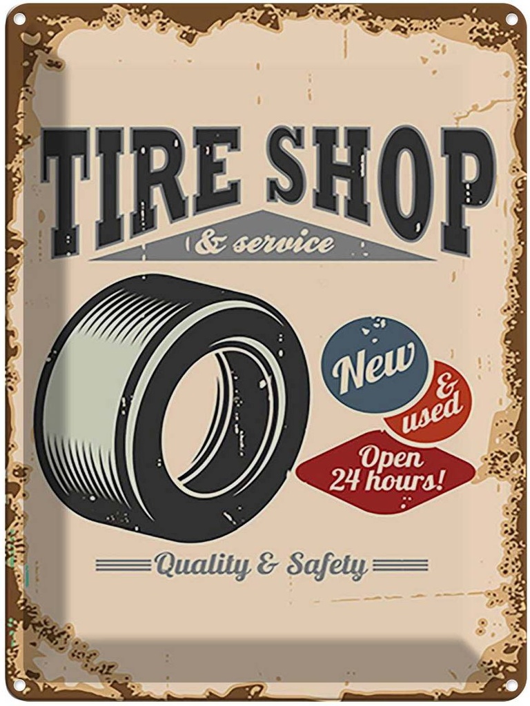 [LA-118668] Blechschild 40x30 cm Tire Shop Reifen Service Auto Garage Werkstatt