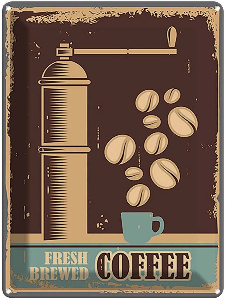[LA-118672] Blechschild 40x30 cm Kaffee Coffee fresh brewed Essen Trinken