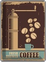 Blechschild 40x30 cm Kaffee Coffee fresh brewed Essen Trinken