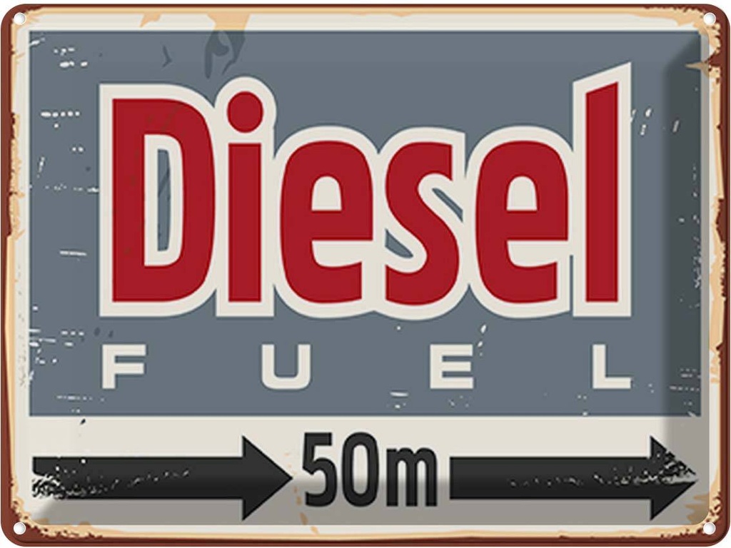 [LA-118678] Blechschild 30x40 cm Diesel fuel 50 m Straßenschild