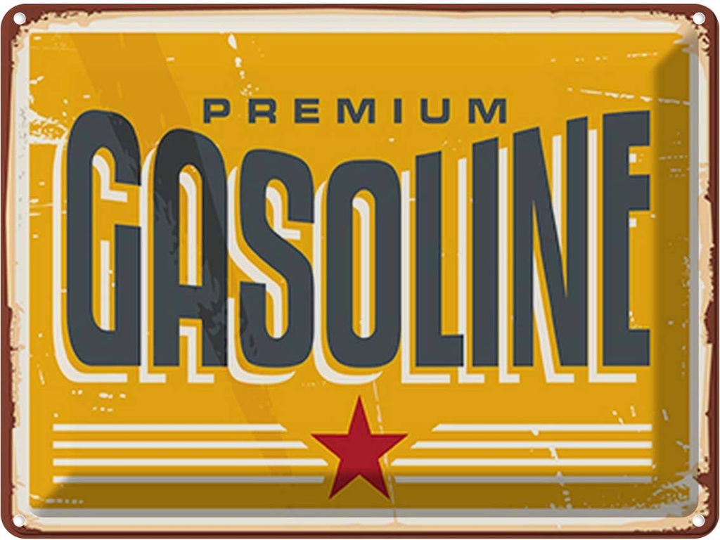 [LA-118680] Blechschild 30x40 cm Premum Gasoline Tankstelle Benzin Warnschild Hinweisschild Sicherheit Vorsicht
