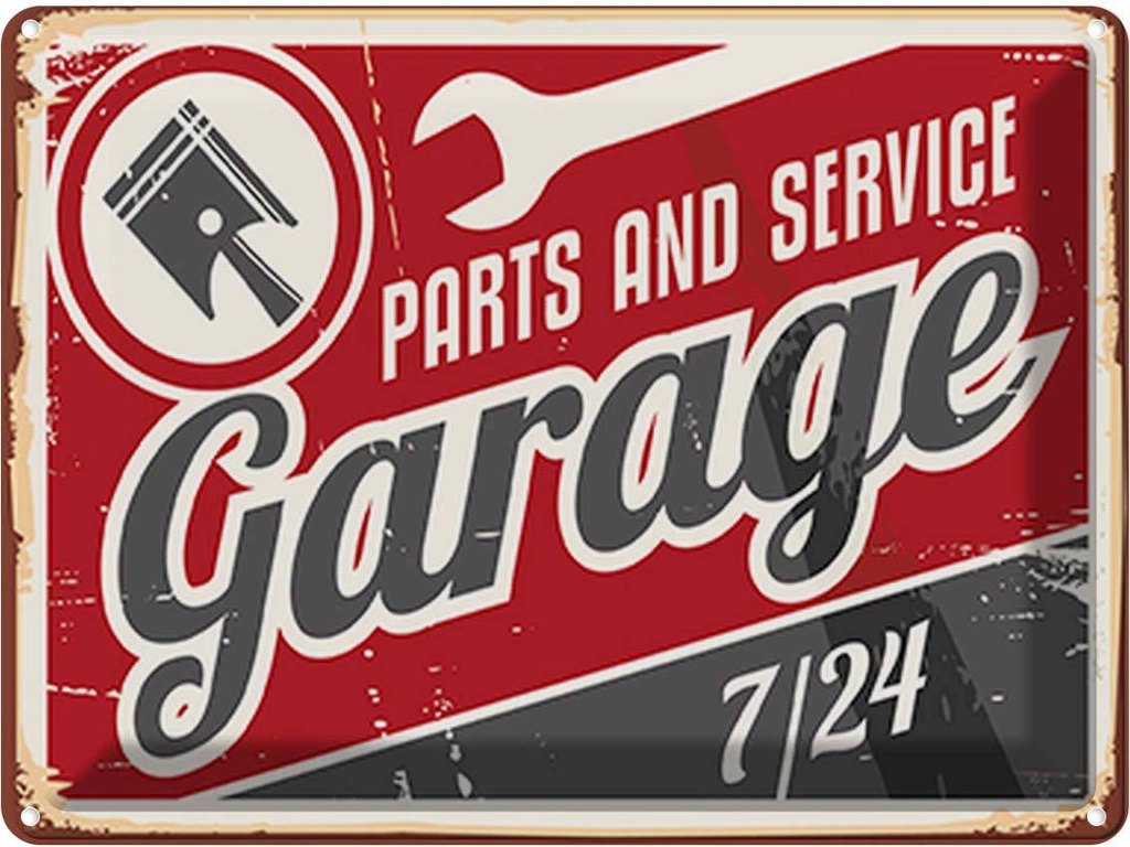 [LA-118682] Blechschild 30x40 cm Garage parts service Auto Teile Werkstatt