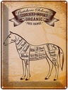 Blechschild 40x30 cm Horse cuts Organic Metzgerei Hofladen Marktstand Laden