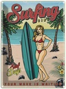Blechschild 40x30 cm Pin Up Surfing Girl Sommer Party