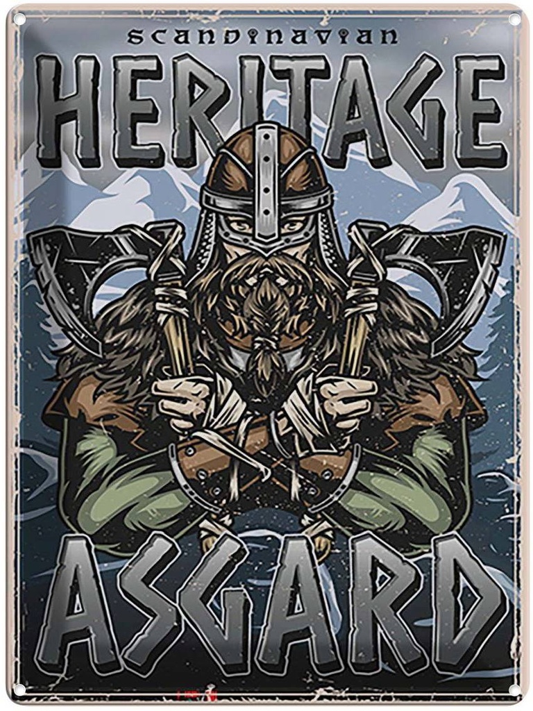 [LA-118704] Blechschild 40x30 cm Heritage Asgard Scandinavian Europa