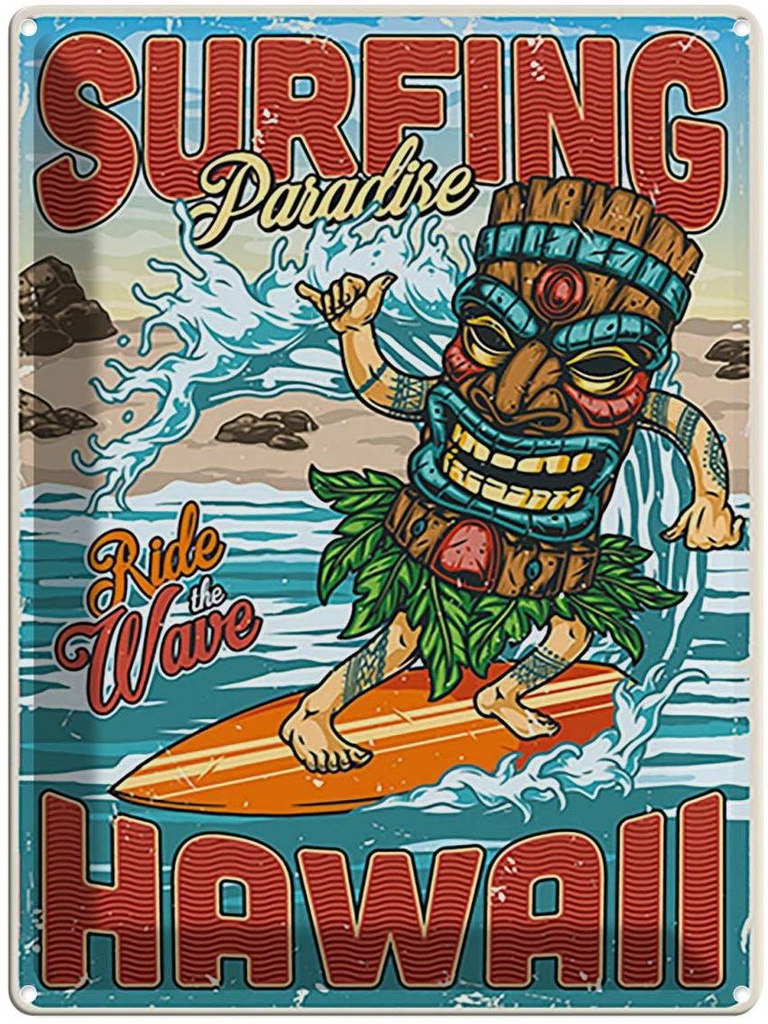 [LA-118708] Blechschild 40x30 cm Paradise Hawaii Sommer Sport Abenteuer Reisen