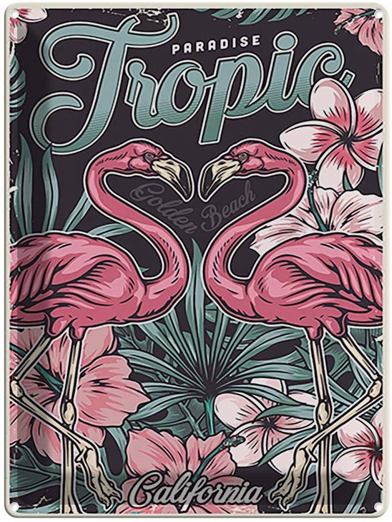 [LA-118709] Blechschild 40x30 cm Tropic California Golen Beach Amerika USA