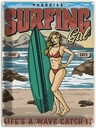 Blechschild 40x30 cm Surfing Girl Paradise Sommer Abenteuer Reisen