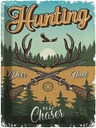 Blechschild 40x30 cm Hunting deer hunt Abenteuer Reisen