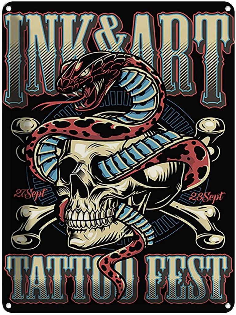 [LA-118727] Blechschild 40x30 cm Tatoo Fest 27 28 Sept Geburtstag Feiern Party