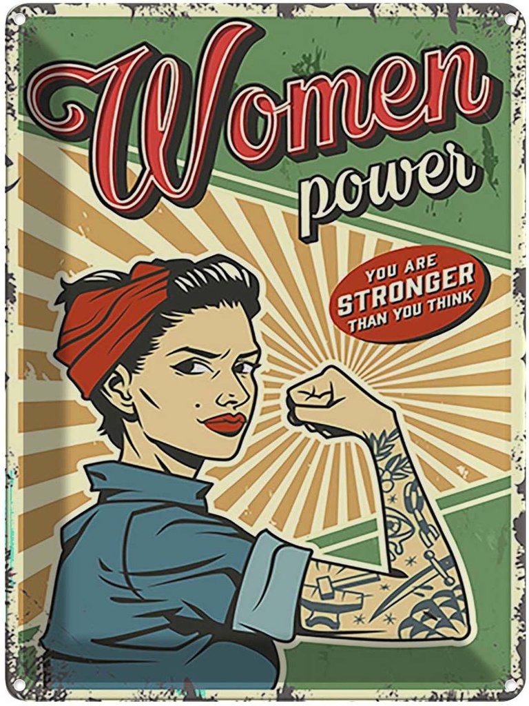 [LA-118743] Blechschild 40x30 cm Pinup women power Girl stronger Pin Up