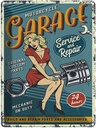 Blechschild 40x30 cm Pinup motorcycle Garage 24service Pin Up