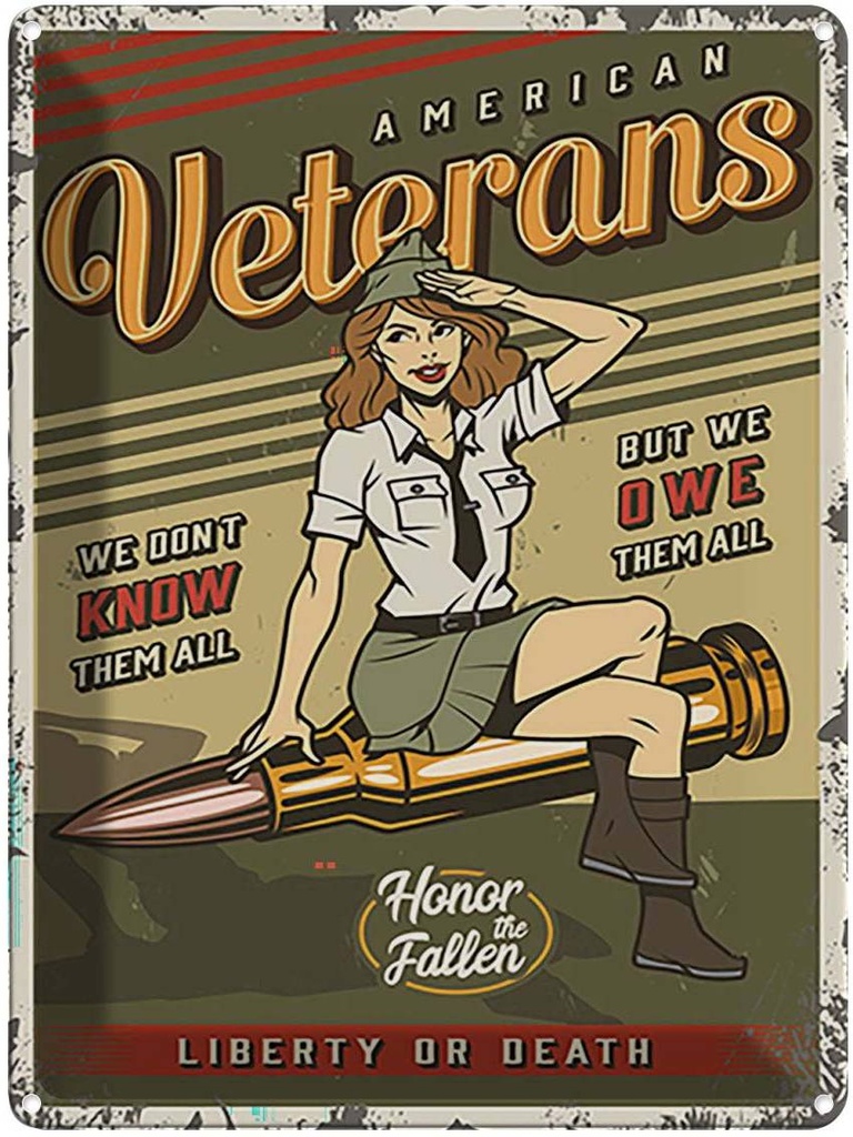 [LA-118749] Blechschild 40x30 cm Pinup American veterans liberty Pin Up
