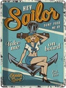 Blechschild 40x30 cm Pinup hey Sailor Ocean spirit See Pin Up