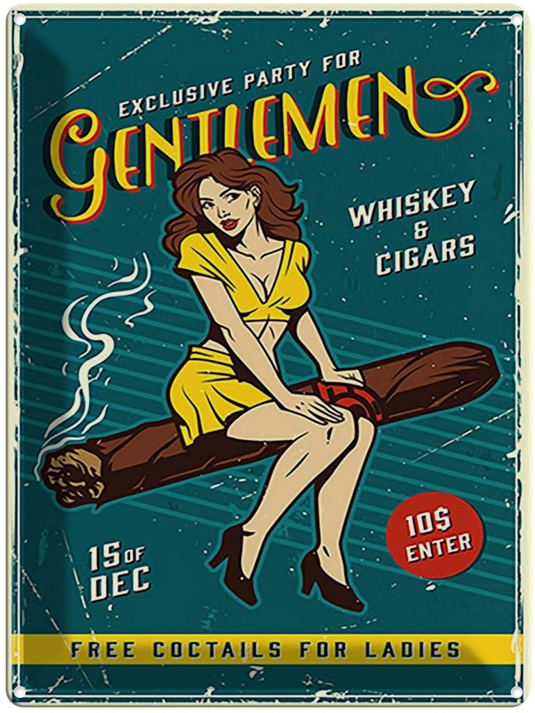 [LA-118753] Blechschild 40x30 cm Pinup exclusive party gentlemen Pin Up