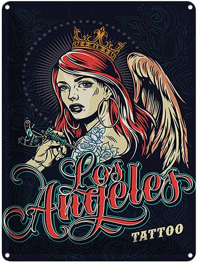 [LA-118762] Blechschild 40x30 cm Tattoo Los Angeles Amerika USA