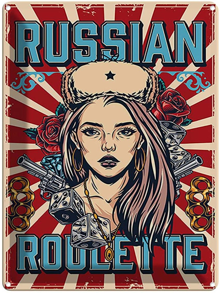 [LA-118763] Blechschild 40x30 cm russian roulette Dekoration