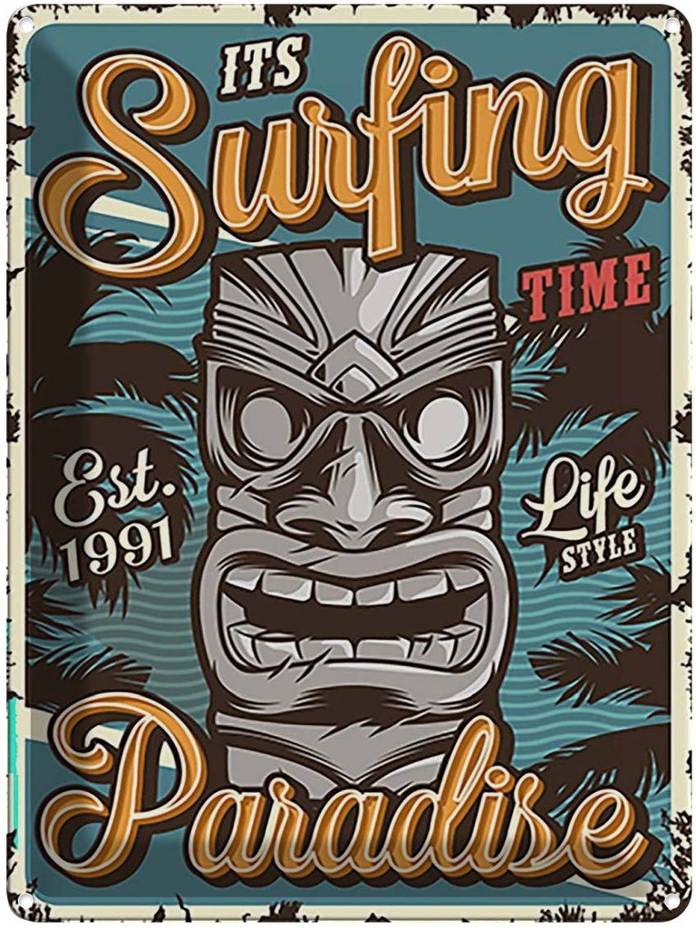 [LA-118768] Blechschild 40x30 cm ist Surfing time Paradise Sport Hobby