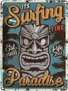Blechschild 40x30 cm ist Surfing time Paradise Sport Hobby