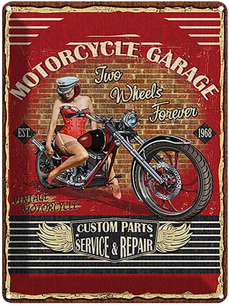 [LA-118783] Blechschild 40x30 cm Motorcycle Garage Auto Werkstatt