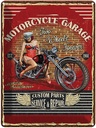 Blechschild 40x30 cm Motorcycle Garage Auto Werkstatt
