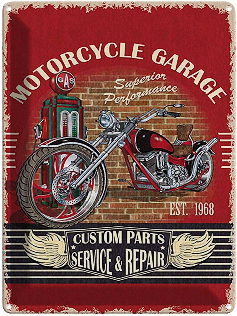 [LA-118784] Blechschild 40x30 cm Motorrad Motorcycle Garage Service Auto Werkstatt