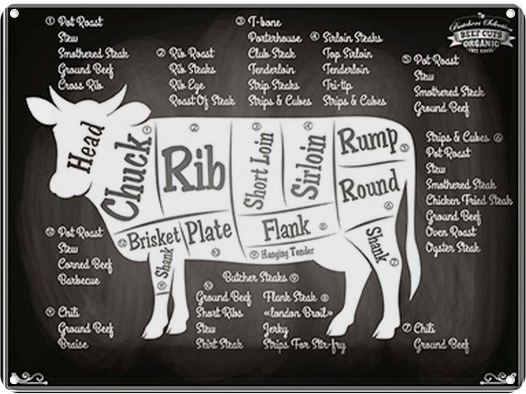 [LA-118800] Blechschild 30x40 cm Organic Fleisch Metzgerei Hofladen Marktstand Laden