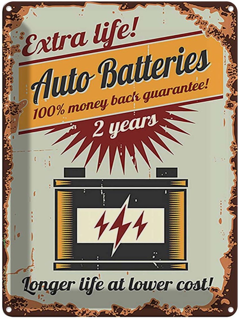 [LA-118802] Blechschild 40x30 cm Auto Batteries extra life Garage Werkstatt