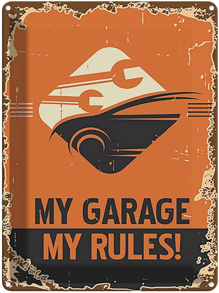 [LA-118804] Blechschild 40x30 cm Auto my garage rules Werkstatt