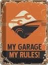 Blechschild 40x30 cm Auto my garage rules Werkstatt