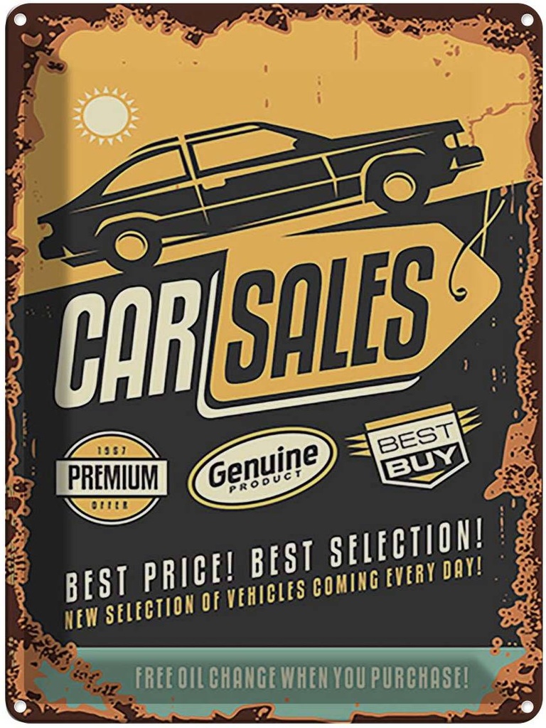 [LA-118809] Blechschild 40x30 cm Car Sales best price Auto Garage Werkstatt