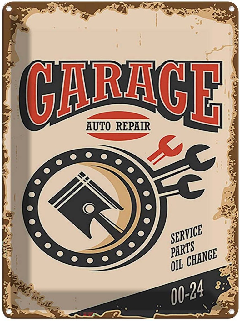 [LA-118810] Blechschild 40x30 cm Garage auto repair service 00-24 Werkstatt