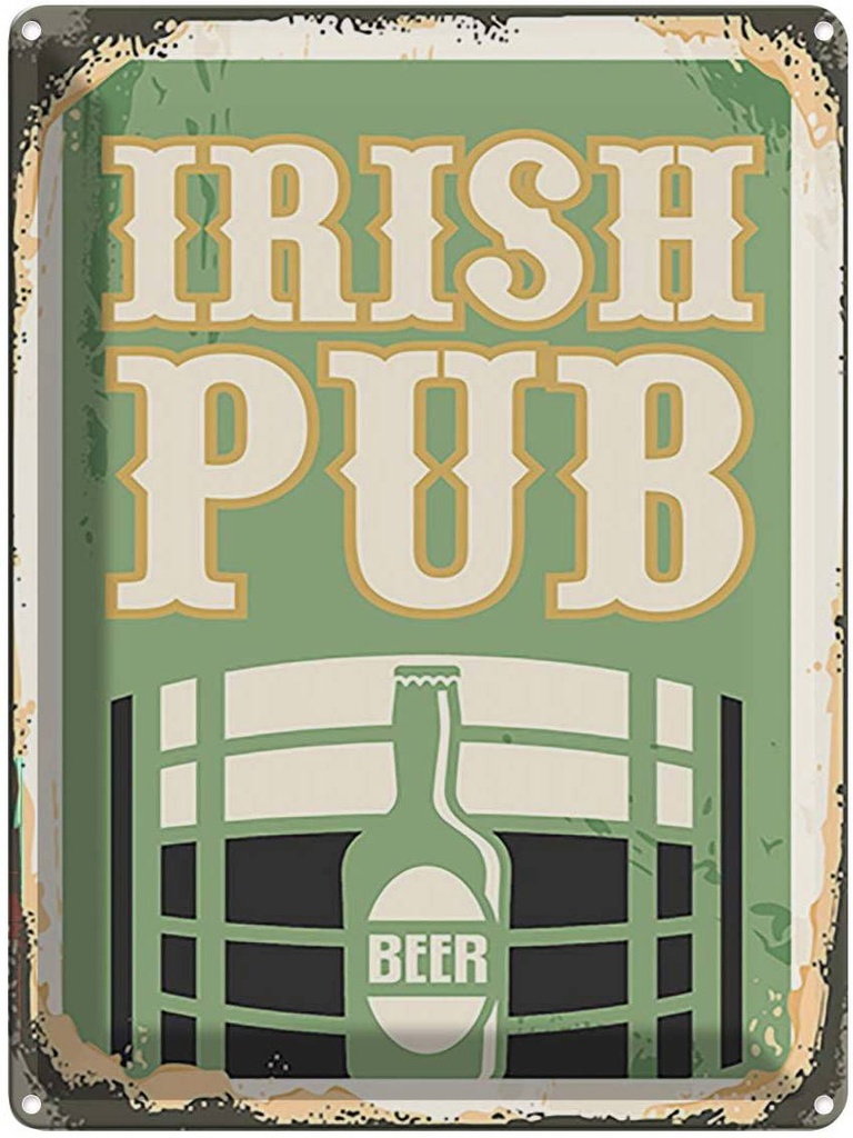 [LA-118814] Blechschild 40x30 cm Irish pub Beer Bier Alkohol Essen Trinken Bar Club